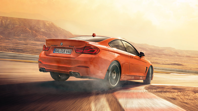 BMW ALPINA B4S - pomarańczowe BMW na torze